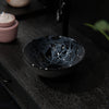 Mini 12" Hand Painted Black and Silver Glass Vessel Sink NOHP-G012-12