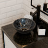 Mini 12" Hand Painted Black and Silver Glass Vessel Sink NOHP-G012-12