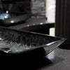 Hand Painted Black and Silver Rectangle Glass Vessel Bath Sink NOHP-G012-199