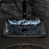 Hand Painted Black and Silver Rectangle Glass Vessel Bath Sink NOHP-G012-199