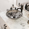 Hand Painted Black and Silver Glass Vessel Sink NOHP-G012
