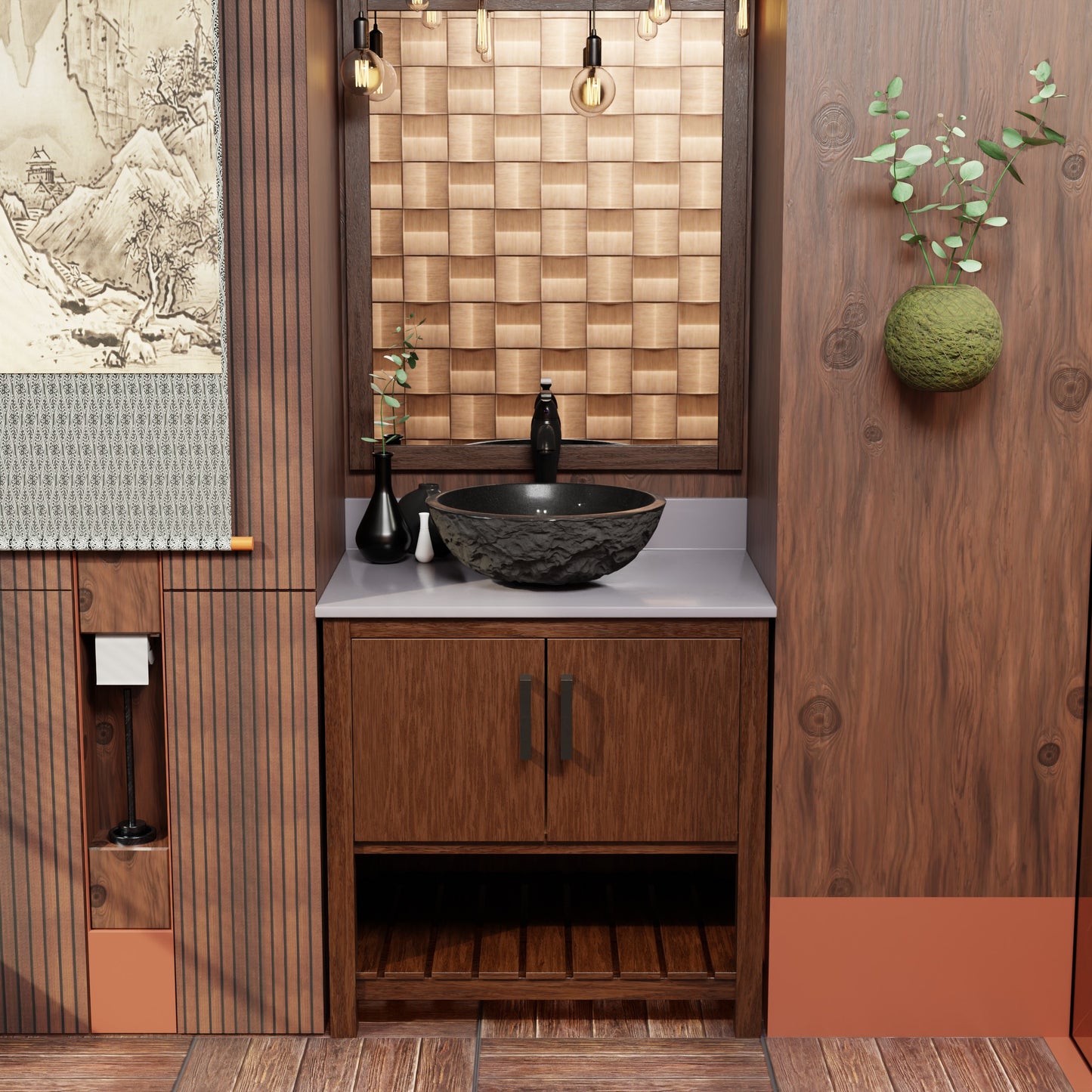 Natural Black Granite Stone Vessel Bath Sink NOSV-AN