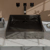 Natural Black Granite Square Vessel Sink with Chiseled Exterior NOSV-ANSQ