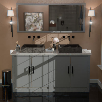 Natural Black Granite Square Vessel Sink with Chiseled Exterior NOSV-ANSQ