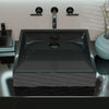 Natural Black Granite Square Vessel Sink with Chiseled Exterior NOSV-ANSQ