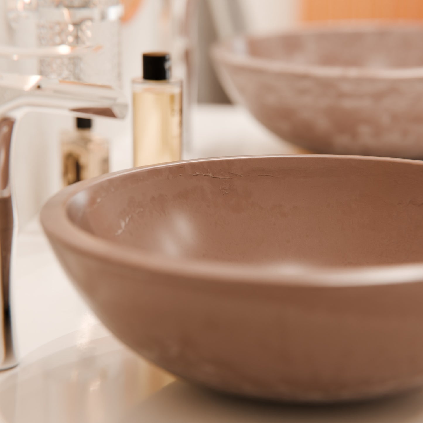 Natural Beige Travertine Stone Vessel Bath Sink NOSV-BT