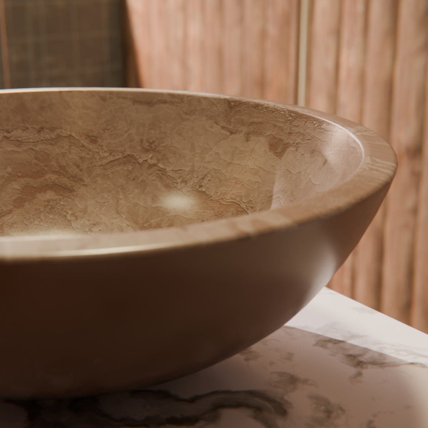 Natural Beige Travertine Stone Vessel Bath Sink NOSV-BT