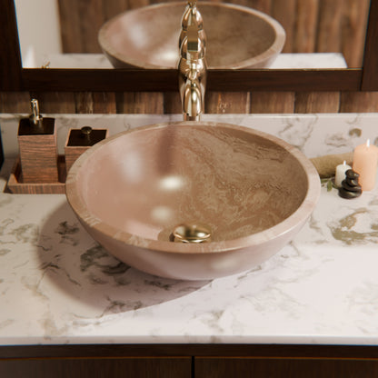 Natural Beige Travertine Stone Vessel Bath Sink NOSV-BT