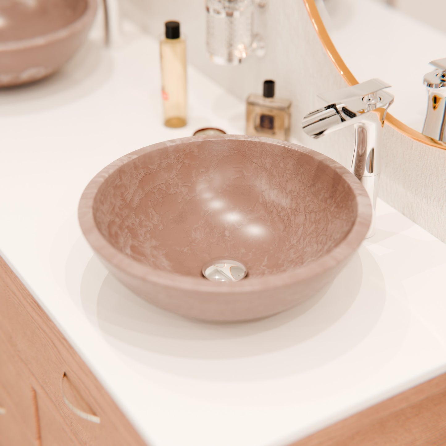 Natural Beige Travertine Stone Vessel Bath Sink NOSV-BT