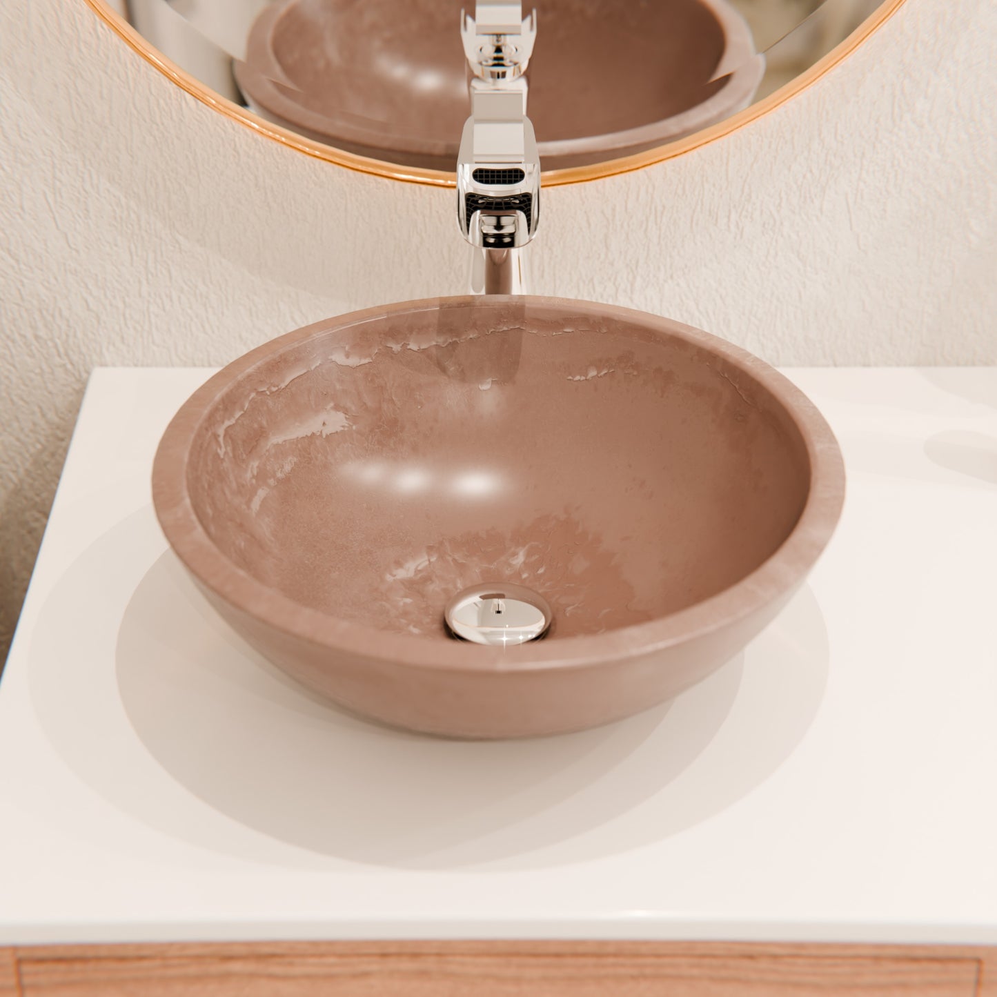 Natural Beige Travertine Stone Vessel Bath Sink NOSV-BT