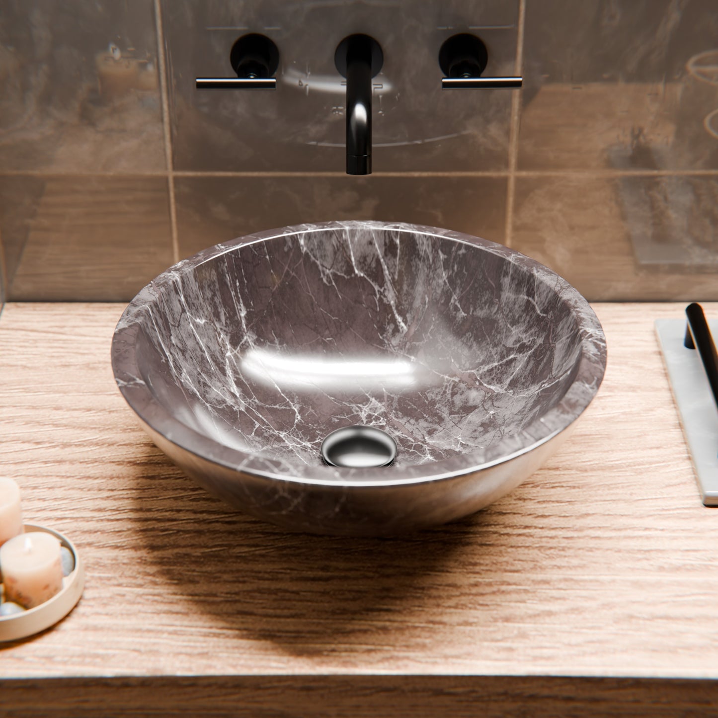 Natural Coffee Marble Stone Vessel Bath Sink NOSV-CM