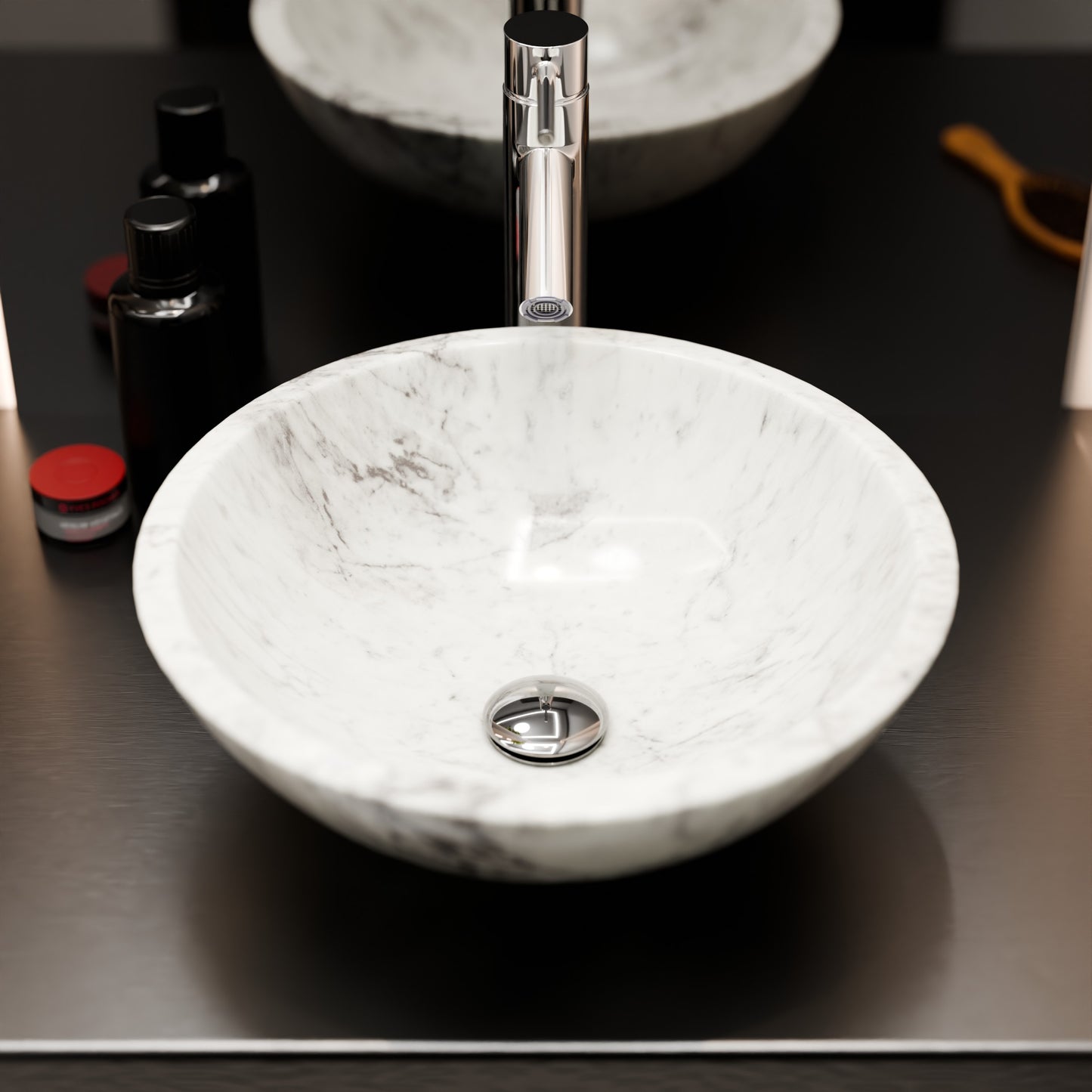 Natural Carrara White Marble Stone Vessel Sink NOSV-CW
