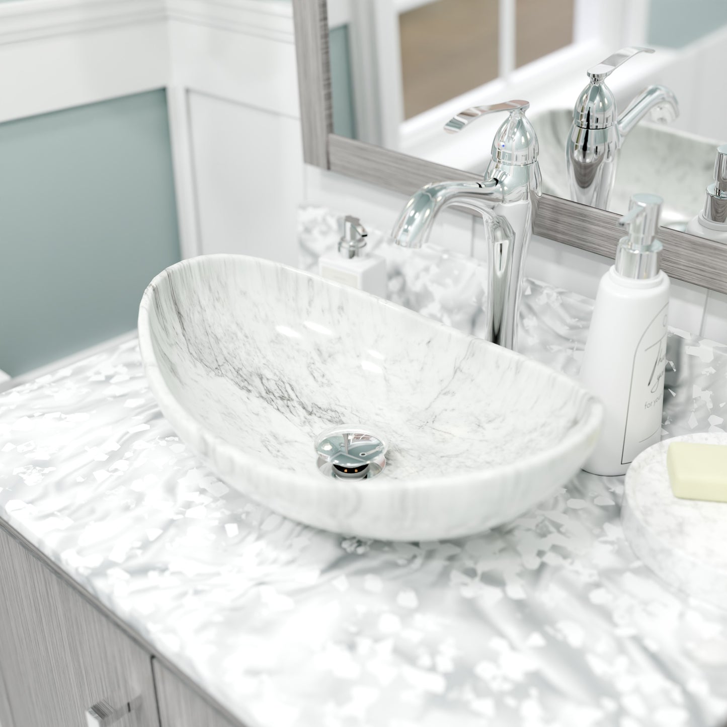 Natural Carrara White Marble Stone Vessel Sink NOSV-CWS