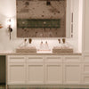 Natural Carrara White Marble Square Vessel Sink with Chiseled Exterior NOSV-CWSQ