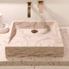 Natural Carrara White Marble Square Vessel Sink with Chiseled Exterior NOSV-CWSQ