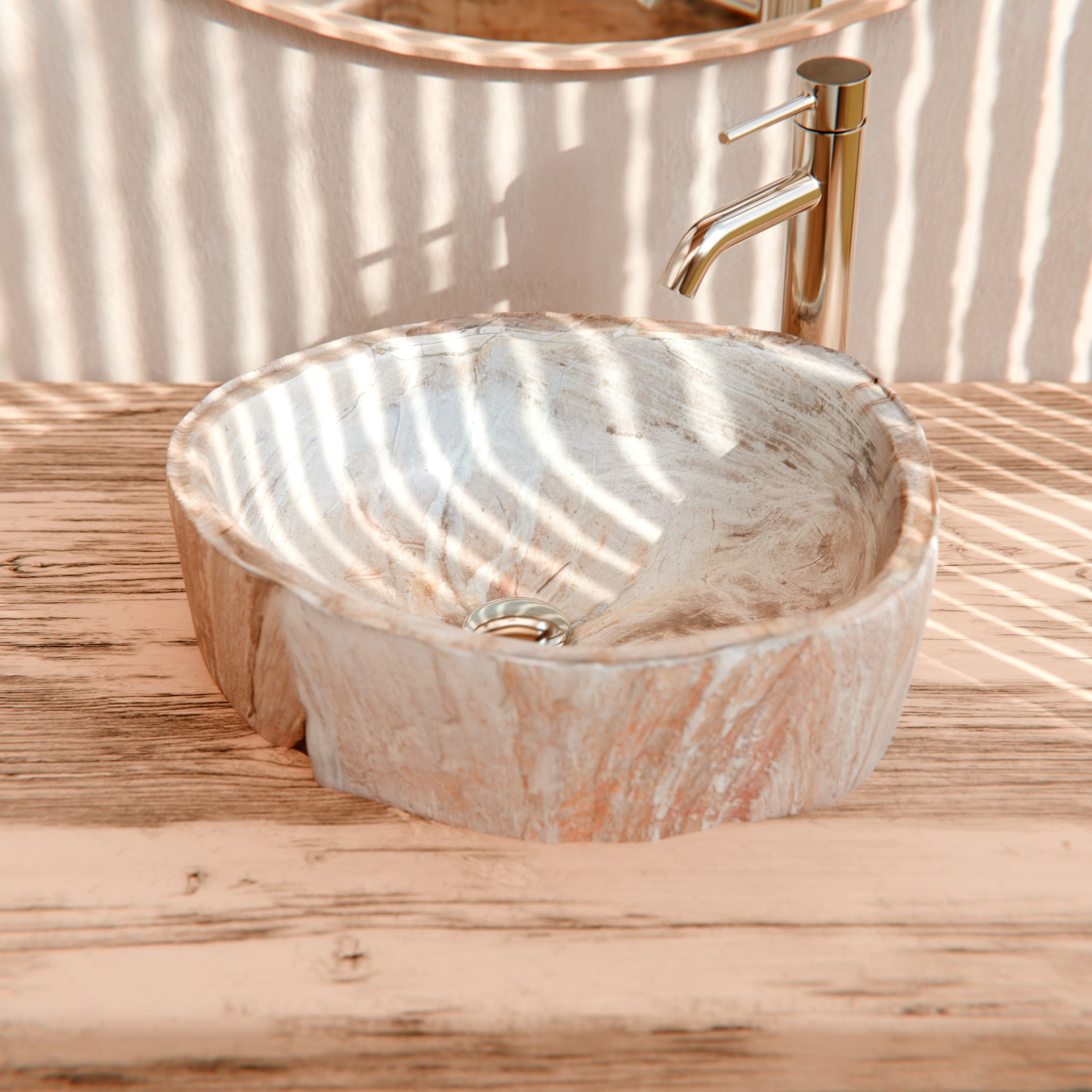 Petrified Fossil Wood Vessel Sink, NOSV-FW | Novatto Transitional