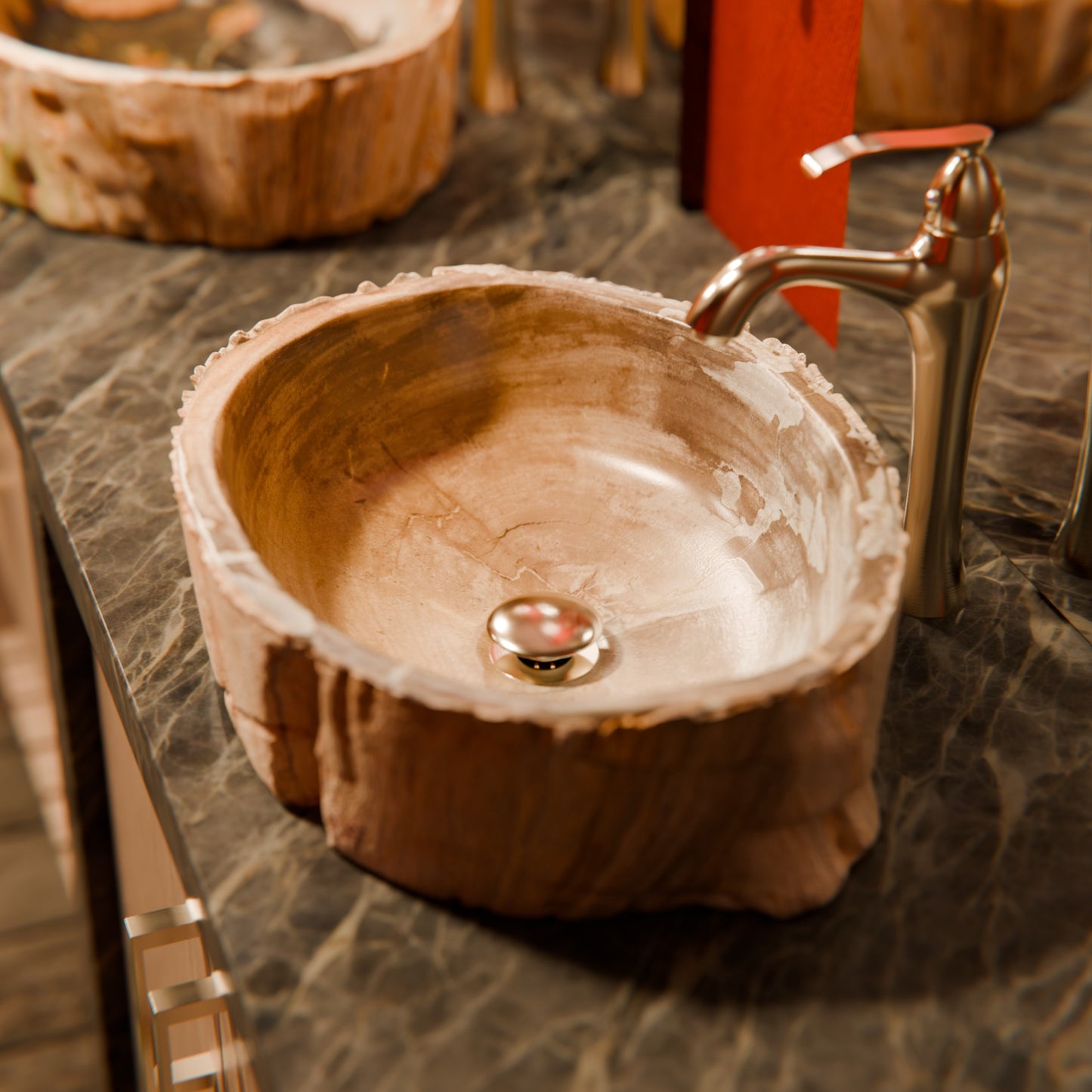 Petrified Fossil Wood Vessel Sink, NOSV-FW