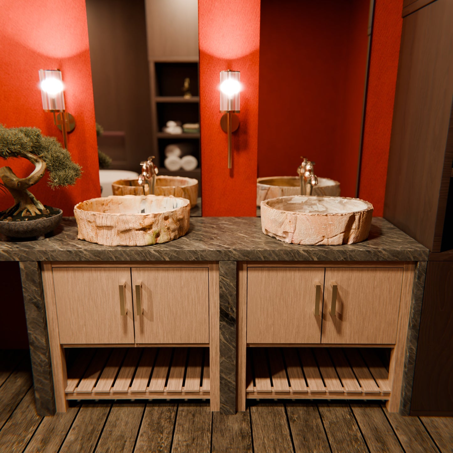 Petrified Fossil Wood Vessel Sink, NOSV-FW