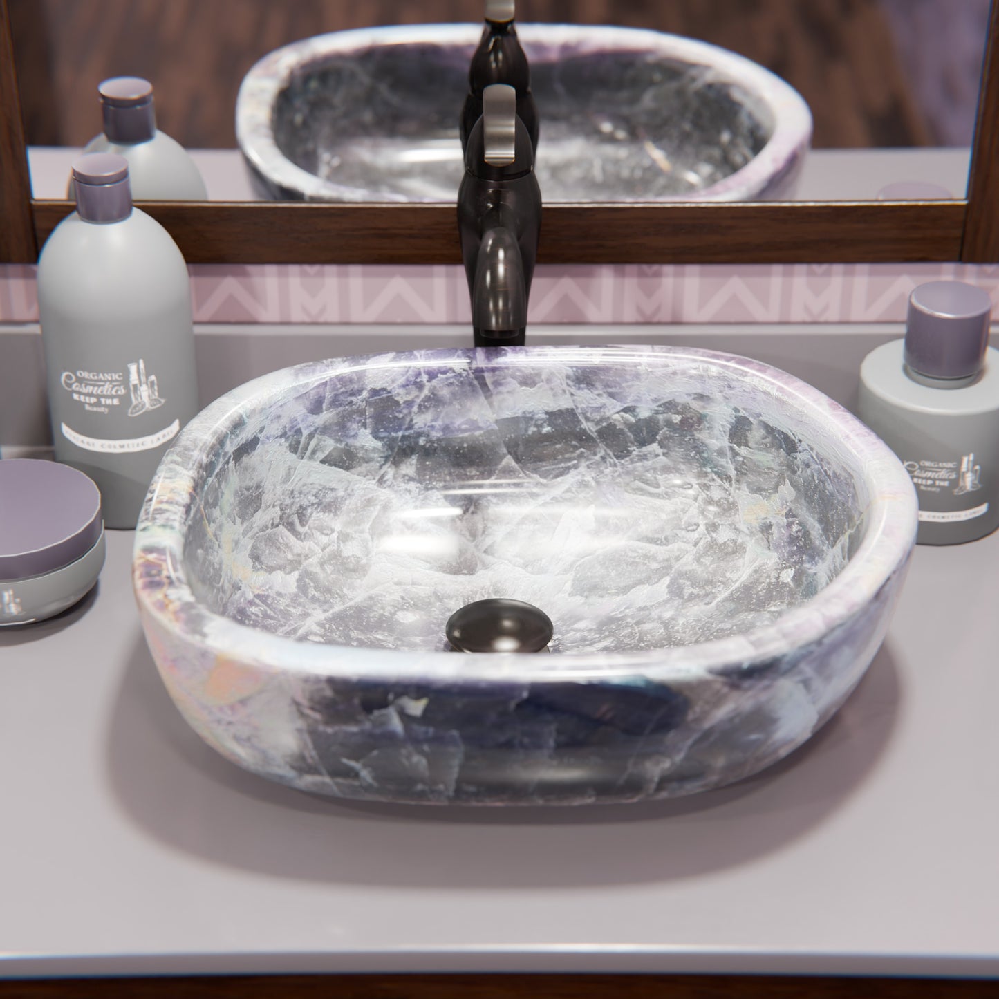 Natural Purple Onyx Irregular Stone Vessel Bath Sink NOSV-PO