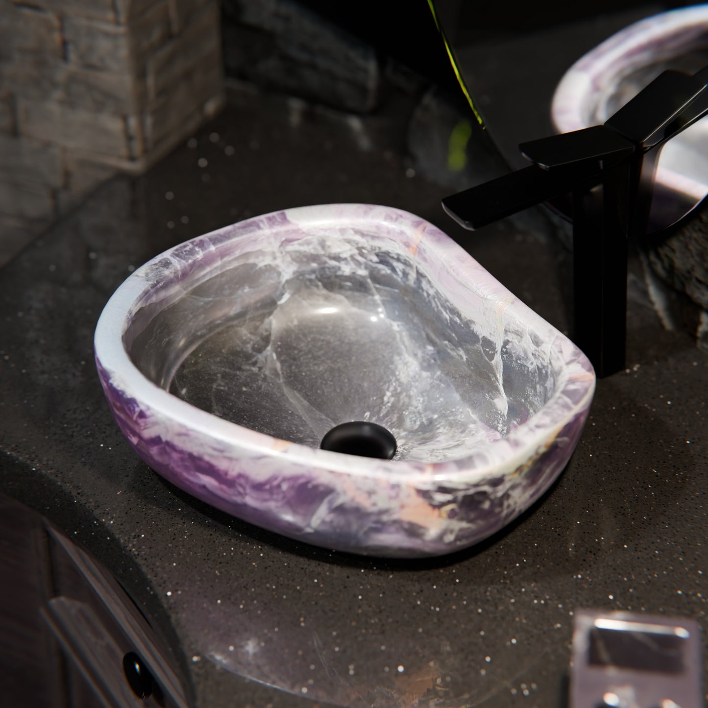 Natural Purple Onyx Irregular Stone Vessel Bath Sink NOSV-PO