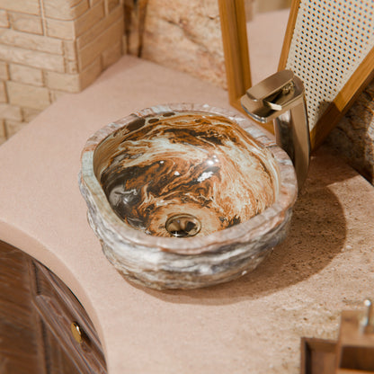 Natural Travertine Onyx Stone Vessel Bath Sink NOSV-TO