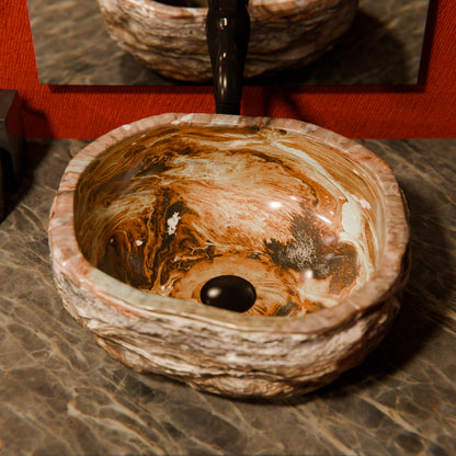Natural Travertine Onyx Stone Vessel Bath Sink NOSV-TO