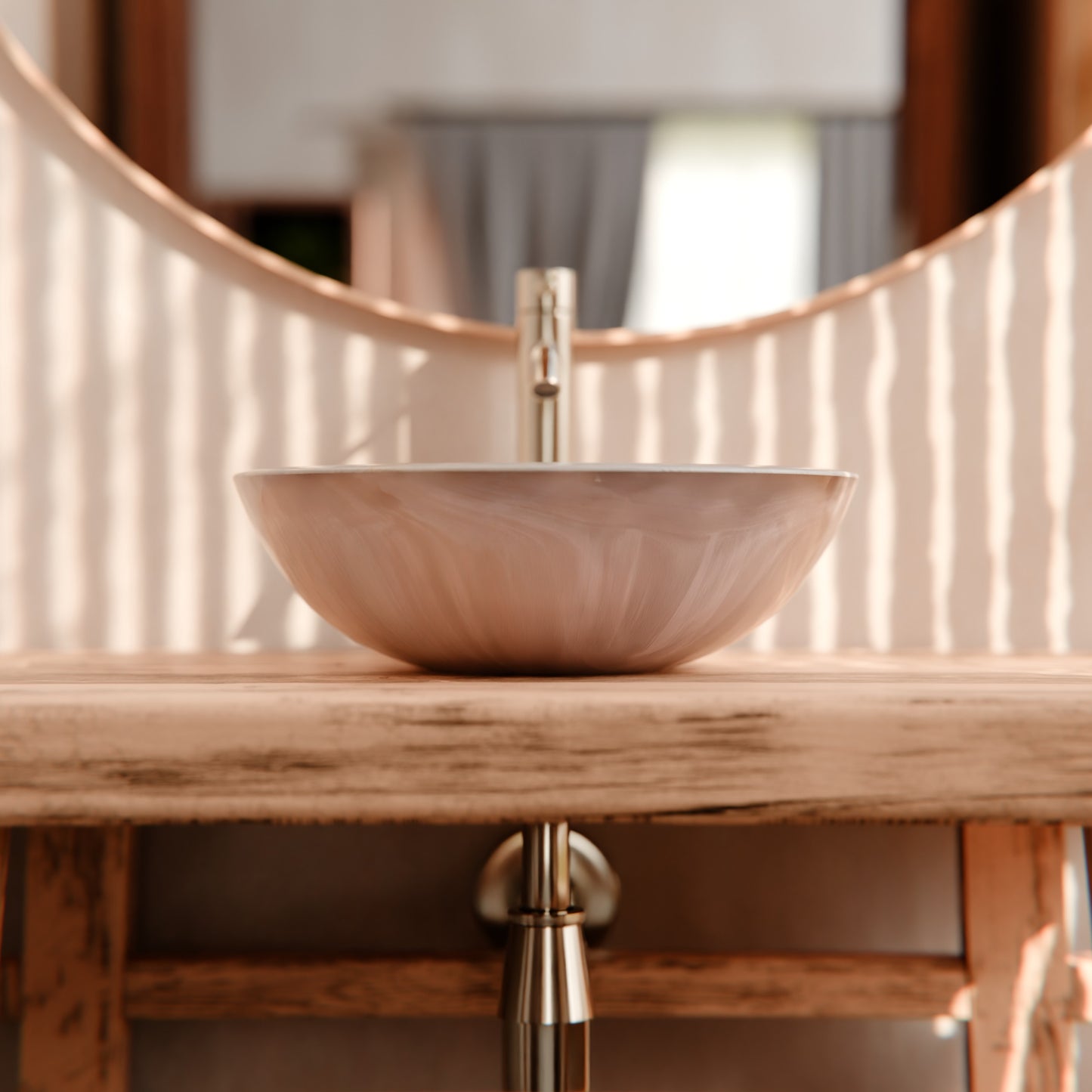 Natural white onyx stone vessel bathroom sink by Novatto, featuring a smooth, transitional design and polished surface.