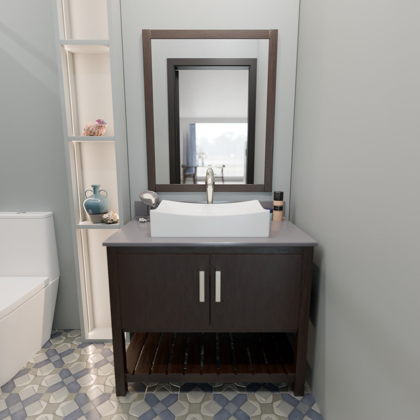 Rectangular Porcelain Vessel Bath Sink Combo NSFC-01141116 Series