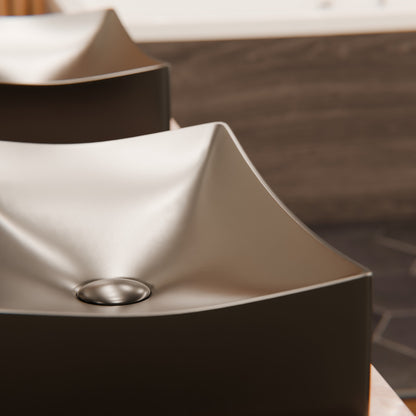 Matte Black Rectangular Porcelain Vessel Bathroom Sink, NP-01141MB