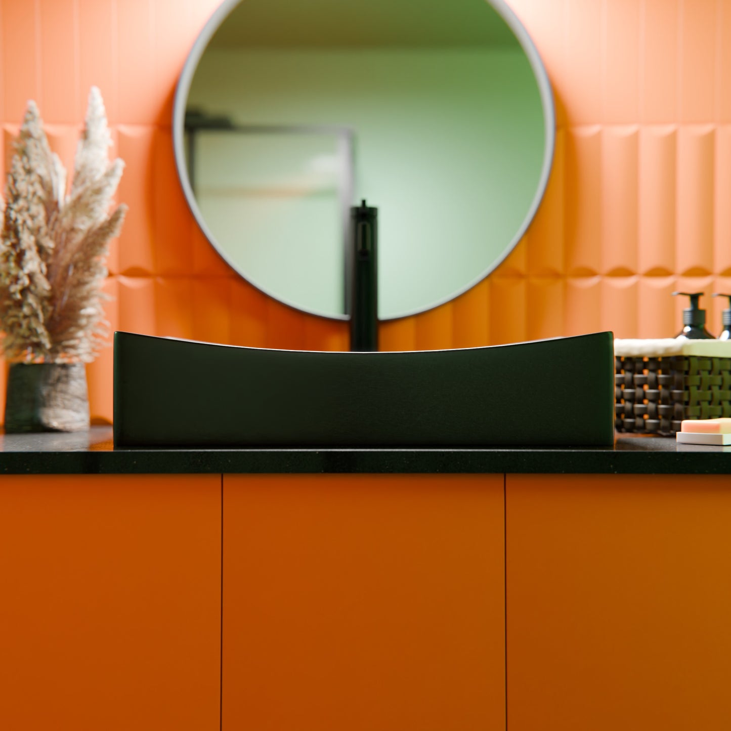 Matte Black Rectangular Porcelain Vessel Bathroom Sink, NP-01141MB