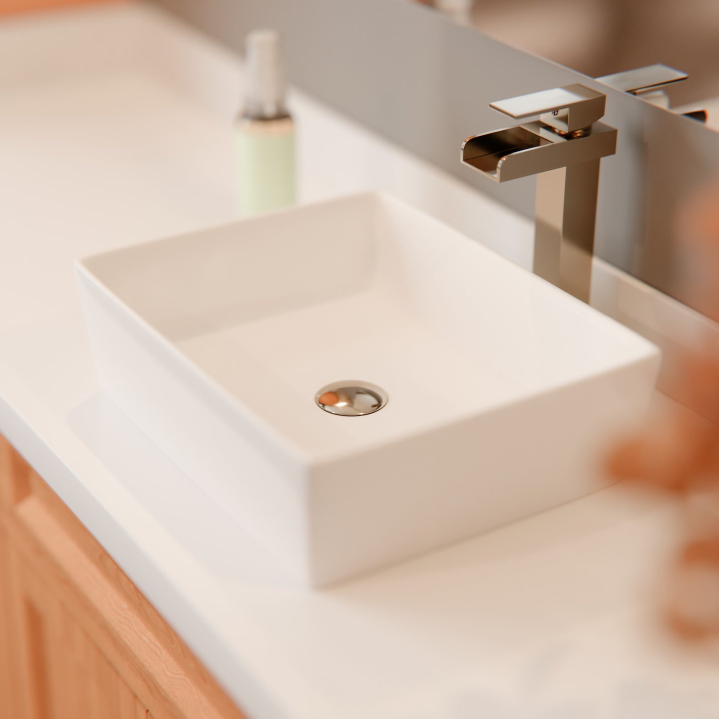 Rectangular White Porcelain Vessel Bathroom Sink NP-01321