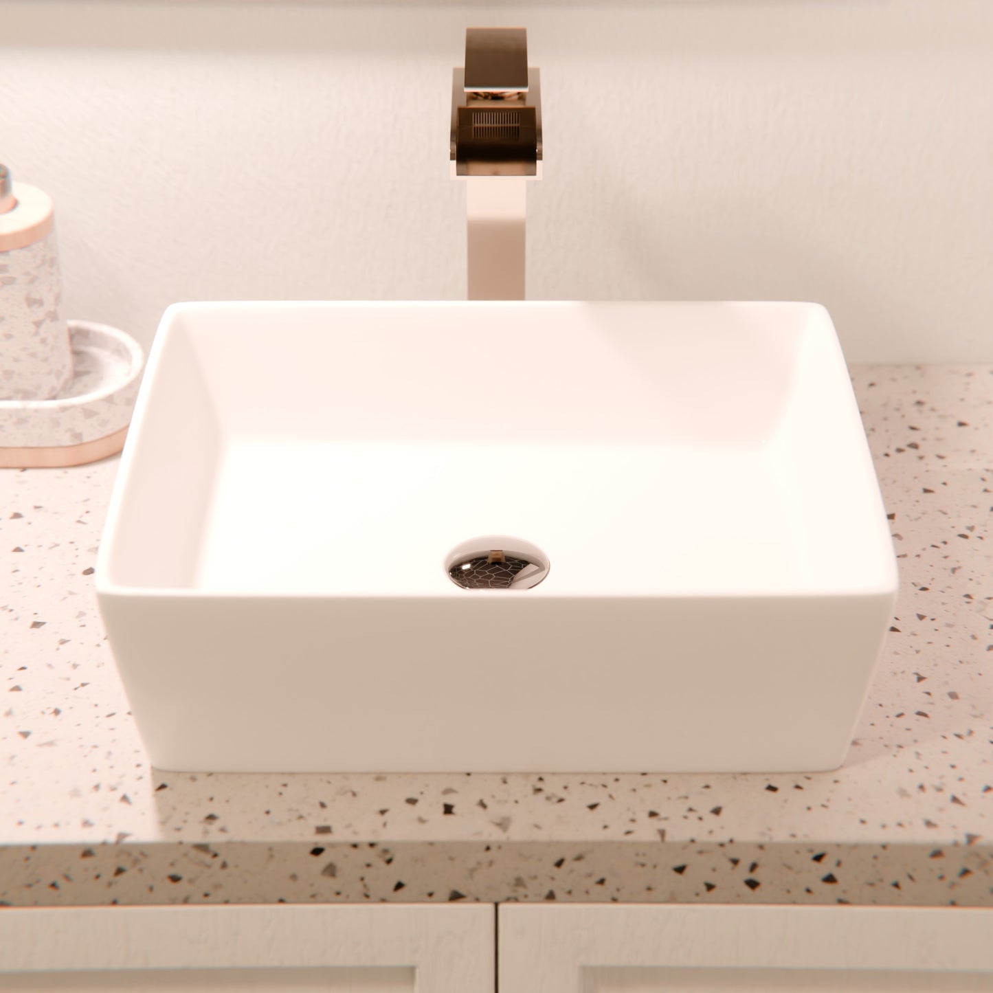 Rectangular White Porcelain Vessel Bathroom Sink NP-01321