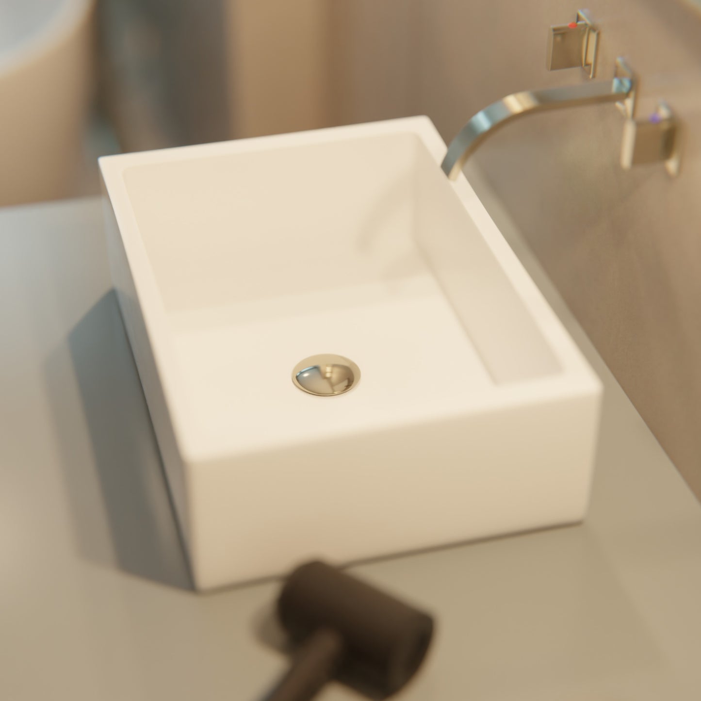 Rectangular White Porcelain Vessel Sink with Overflow, NP-018131