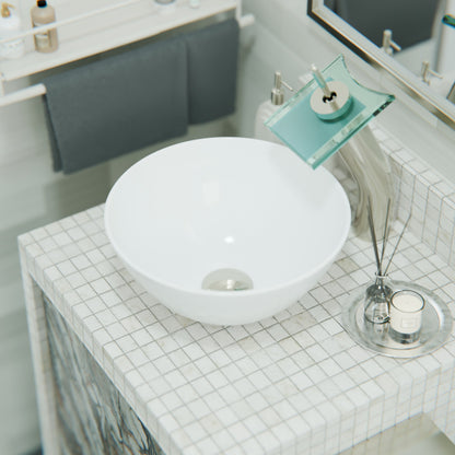 Mini 12" Round White Porcelain Vessel Bath Sink Series, NP-208206