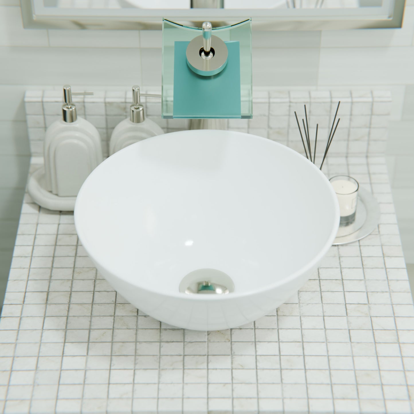 Mini 12" Round White Porcelain Vessel Bath Sink Series, NP-208206