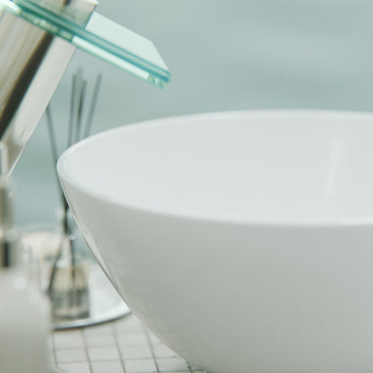 Mini 12" Round White Porcelain Vessel Bath Sink Series, NP-208206