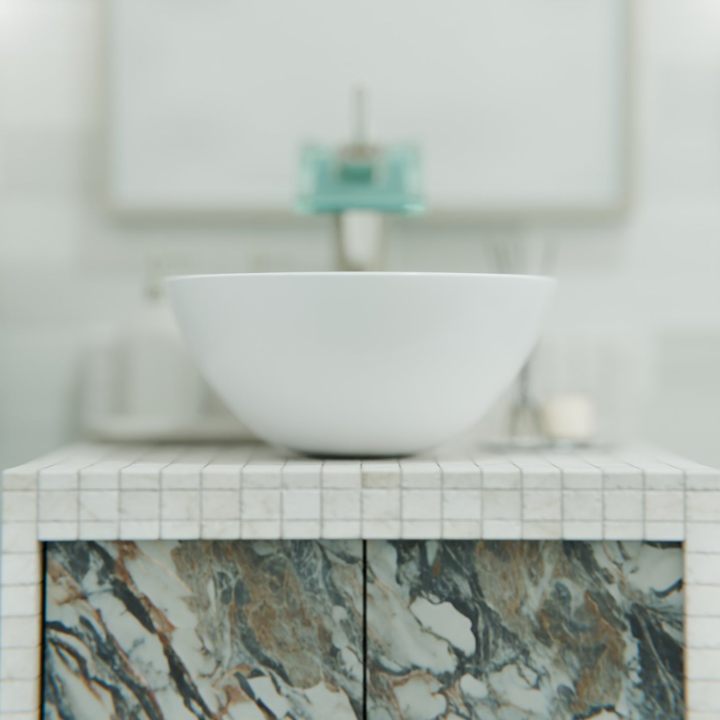 Mini 12" Round White Porcelain Vessel Bath Sink Series, NP-208206