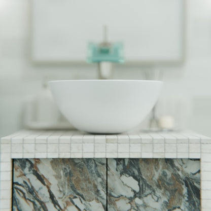 Mini 12" Round White Porcelain Vessel Bath Sink Series, NP-208206