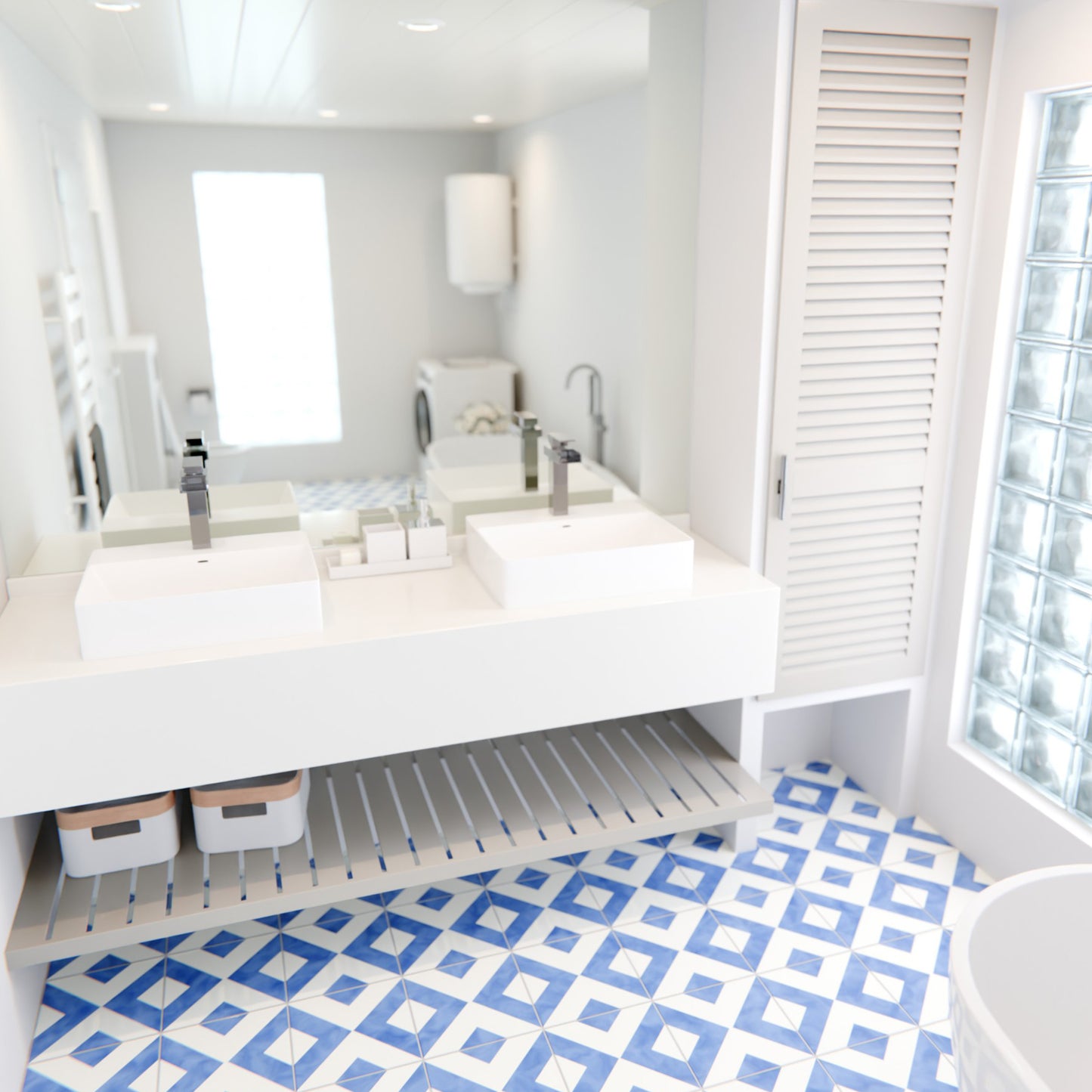 Rectangular White Porcelain Vessel Sink with Overflow and Faucet Hole NP-218155