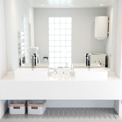 Rectangular White Porcelain Vessel Sink with Overflow and Faucet Hole NP-218155