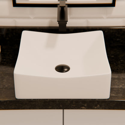 Square White Porcelain Vessel Bathroom Sink, NP-218421