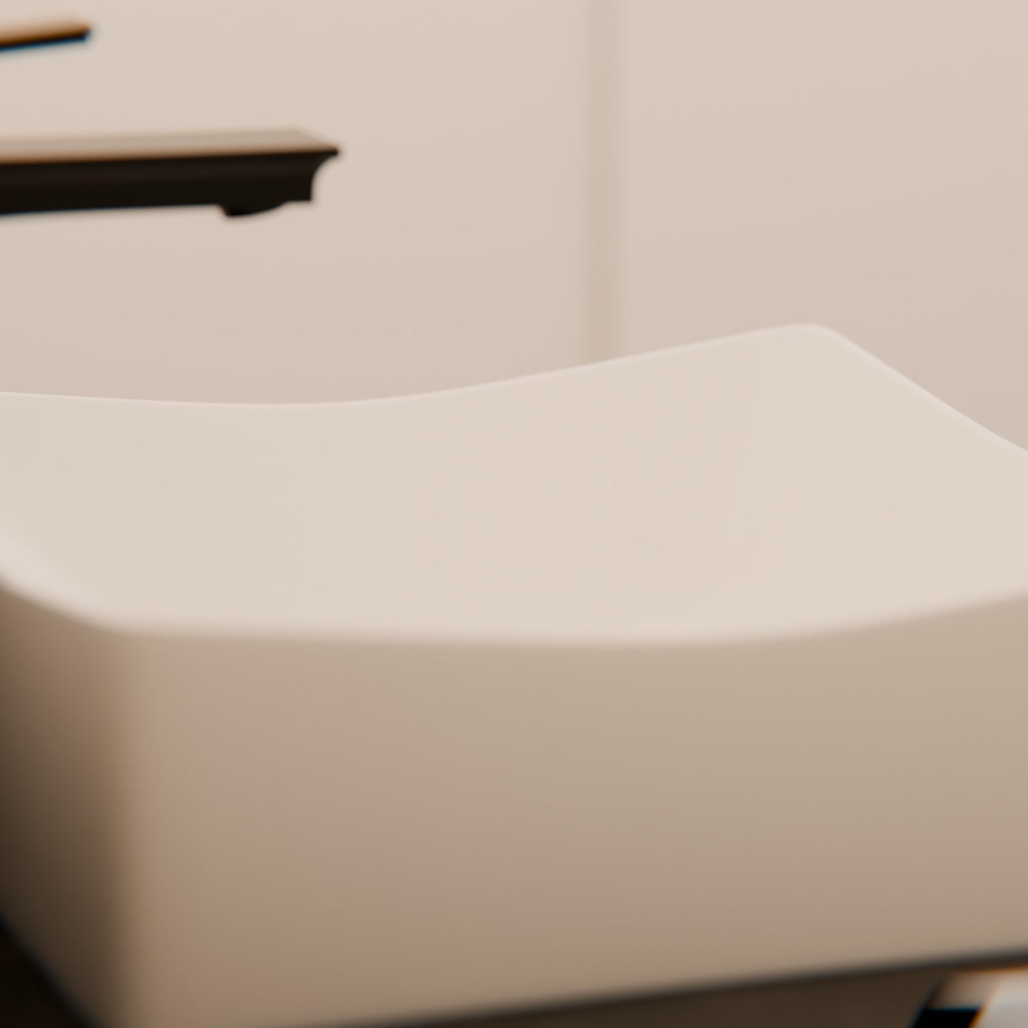 Square White Porcelain Vessel Bathroom Sink, NP-218421