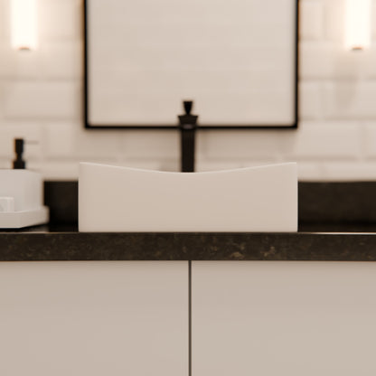 Square White Porcelain Vessel Bathroom Sink, NP-218421