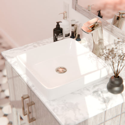 Square White Porcelain Drop-in Sink with Overflow, NP-DI12185521