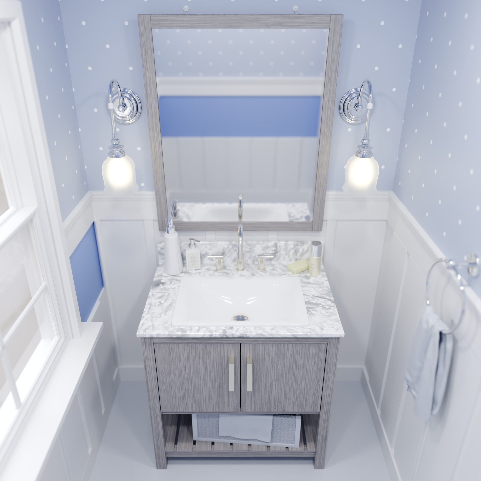 Rectangular white porcelain drop-in bathroom sink by Novatto, modern contemporary design with smooth surface and clean edges.