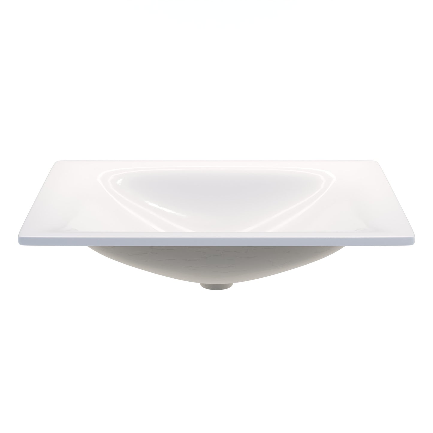Rectangular white porcelain drop-in bathroom sink by Novatto, modern contemporary design with smooth surface and clean lines.