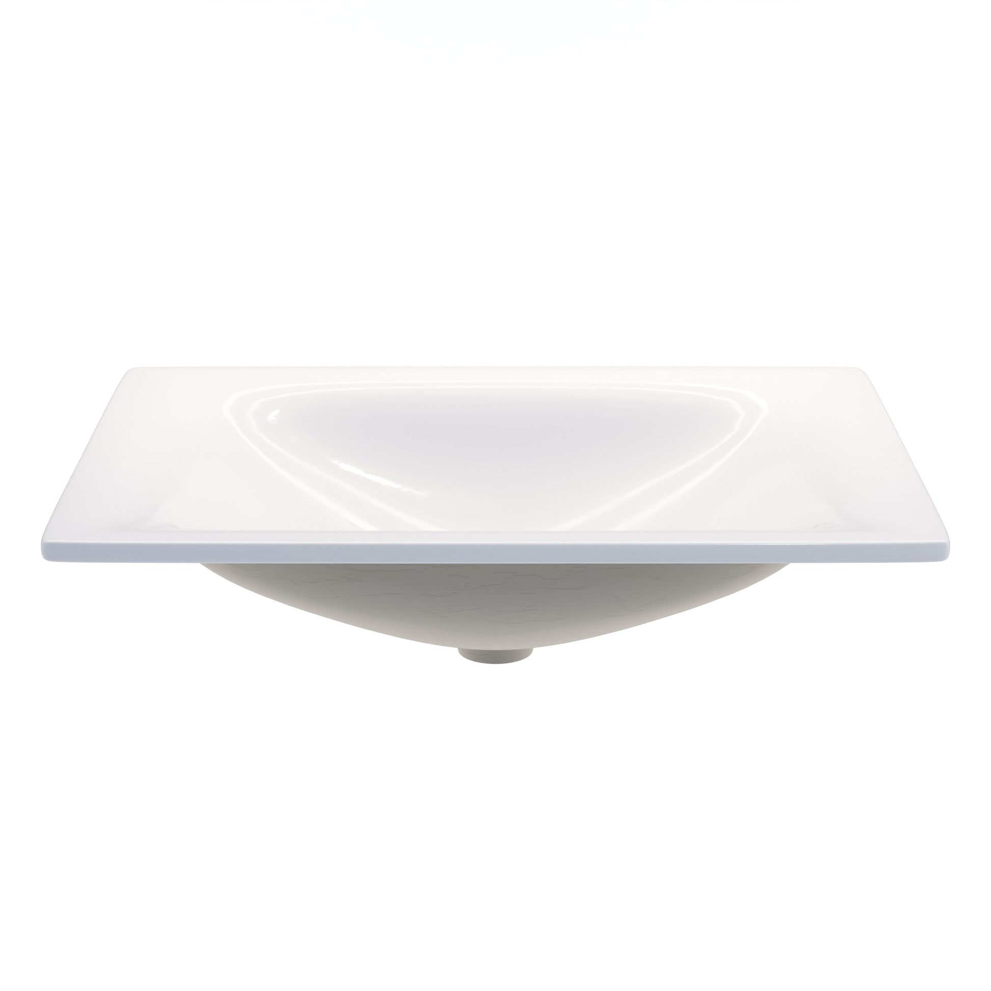 Rectangular white porcelain drop-in bathroom sink by Novatto, modern contemporary design with smooth surface and clean lines.
