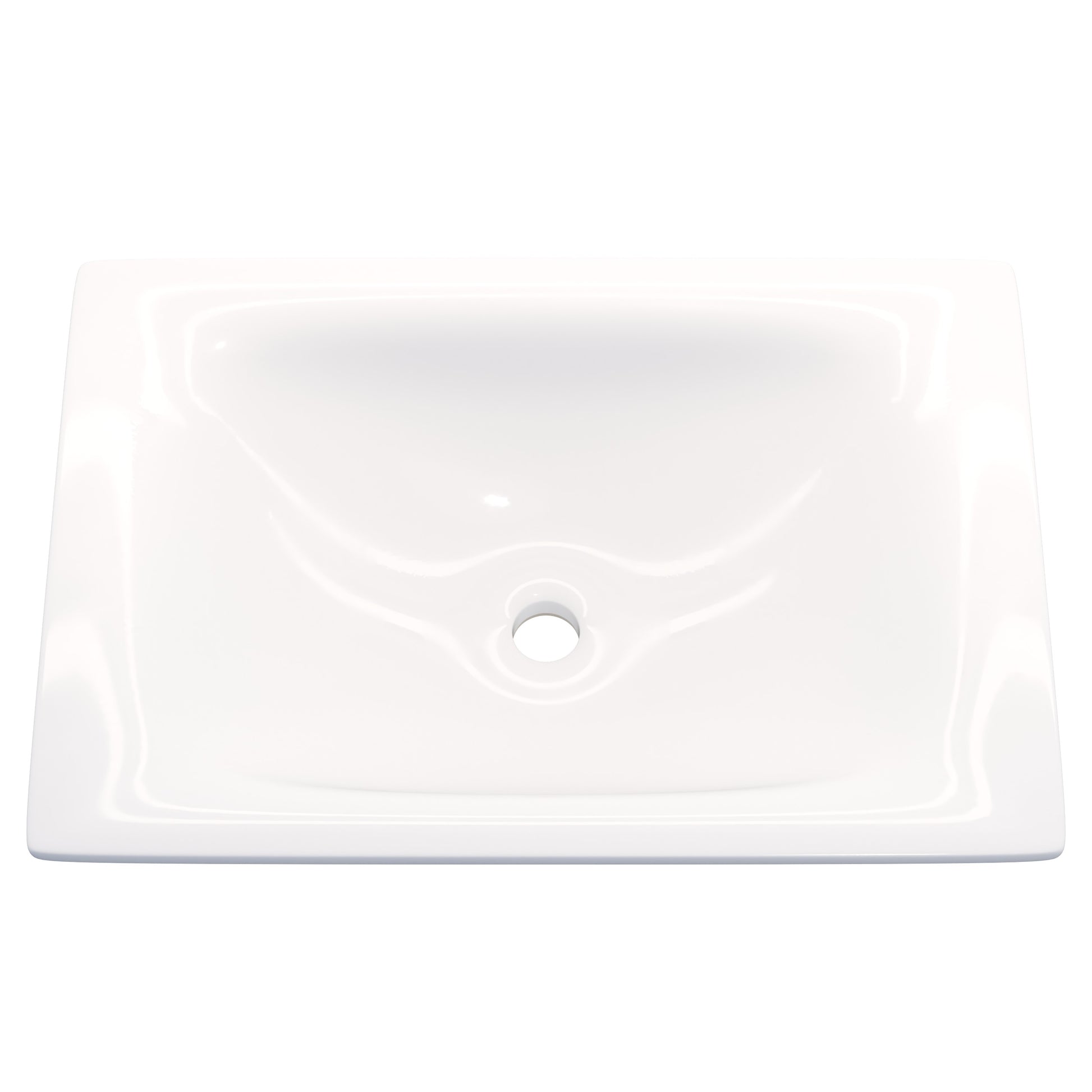 Rectangular white porcelain drop-in bathroom sink by Novatto, modern contemporary design with smooth surface and clean lines.