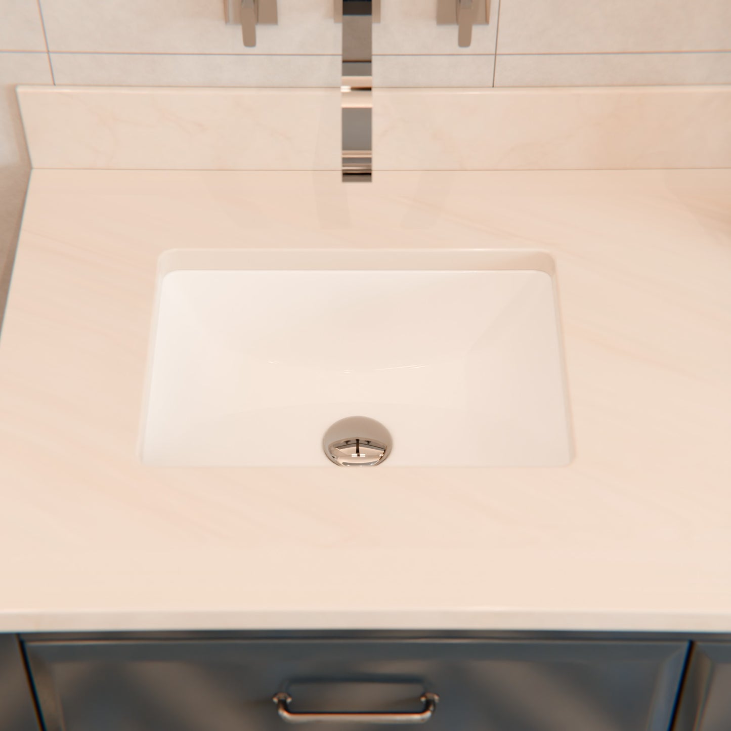 Rectangular Undermount White Porcelain Sink with Overflow, NP-U193902
