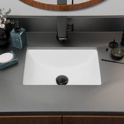 Rectangular Undermount White Porcelain Sink with Overflow, NP-U193902